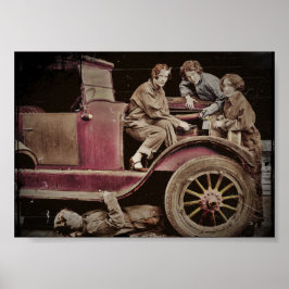 Meisjesautomatische mechanica van 1920 poster