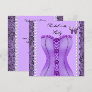Meisjesavond Paarse Sering Corset Vlinder Kaart