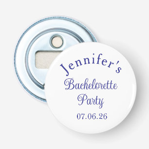 Meisjesavond Retro Modern Blauw Klasse Script Button Flesopener