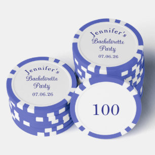 Meisjesavond Retro Modern Blauw Klasse Script Poker Chips