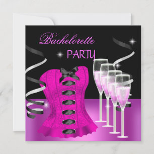 Meisjesavond Roze korset Zwarte champagne Kaart