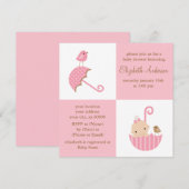 MeisjesBaby shower Kaart (Voorkant / Achterkant)