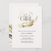 MeisjesBaby shower, natuurlijk goud, abstracte wat Kaart (Voorkant / Achterkant)