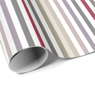 Meisjesbeige en rode, horizontale strepen patroon cadeaupapier