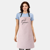 Meisjesbende Moeder Dochter Cute Roze Matching Schort (Gedragen)