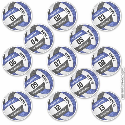 meisjesblauw zwarte volleybalspeler 13 sticker (Voorkant)
