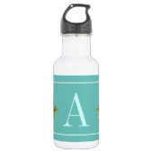 Meisjesbloem en blauwgroen Gepersonaliseerd Waterfles (Voorkant)