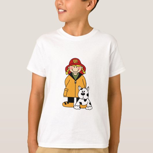 Meisjesbrandweerman met Dalmation Tshirts en cadea (Voorkant)