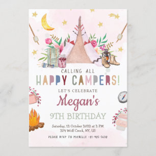 MeisjesCamp Party Invitation Camp Out Birthday Programma