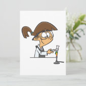 Meisjeschemicus die wetenschappelijk experiment ui kaart (Staand voorkant)