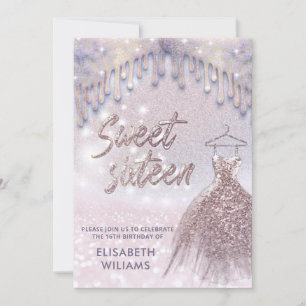 Meisjeschic-jurk druppelt roos goudglitterij ombre kaart