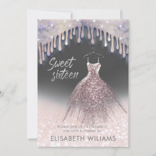 Meisjeschic-jurk druppelt roos goudglitterij ombre kaart