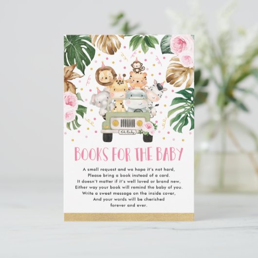 Meisjesdieren rijden met doucherboeken voor Baby Informatiekaartje (Staand voorkant)