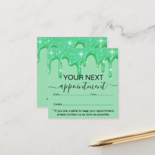 Meisjesdripend Groene Glitter Benoeming Afsprakenkaartje