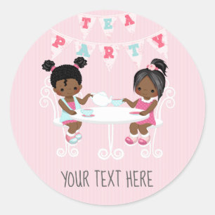 Meisjesfeest Tea Party Shabby-Chic Personalized Ronde Sticker