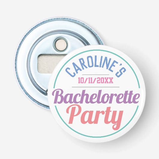 Meisjesfeest ter viering van een vrijgezellenfeest button flesopener (Voorkant)