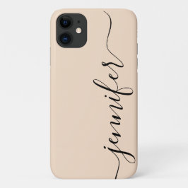 Meisjesgepersonaliseerde naam, Fancy script, linen iPhone 11 Hoesje