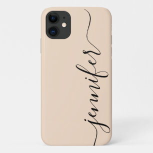 Meisjesgepersonaliseerde naam, Fancy script, linen iPhone 11 Hoesje