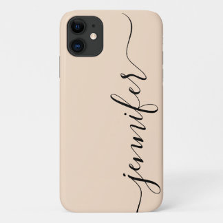Meisjesgepersonaliseerde naam, Fancy script, linen iPhone 11 Hoesje