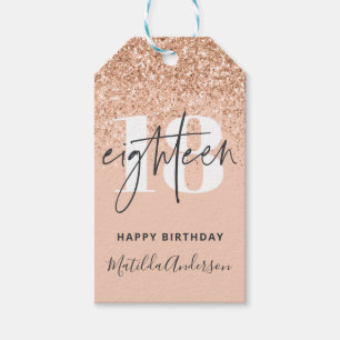 Meisjesglitter gladde moderne 18e verjaardag  cadeaulabel
