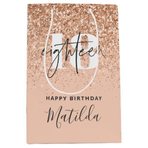 Meisjesglitter gladde moderne 18e verjaardag  medium cadeauzakje