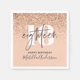 Meisjesglitter gladde moderne 18e verjaardag servet
