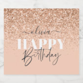 Meisjesglitter sneed moderne roos goudverjaardag bier etiket (Enkel label)