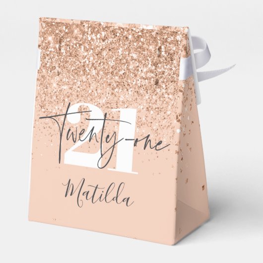 Meisjesglitter sparkle moderne 21e verjaardag bedankdoosjes (Achterkant)