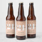 Meisjesglitter sparkle moderne 21e verjaardag bier etiket (Flessen)
