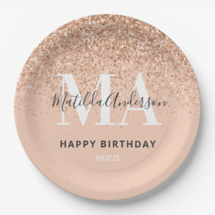 Meisjesglitter sparren moderne roze verjaardagsfee papieren bordje