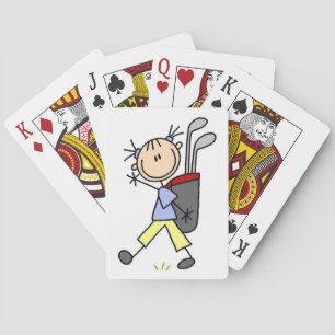 Meisjesgolfer met tas en clubs pokerkaarten
