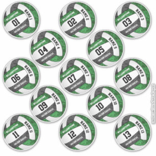 meisjesgroene zwarte volleybalspelernamen 13 sticker
