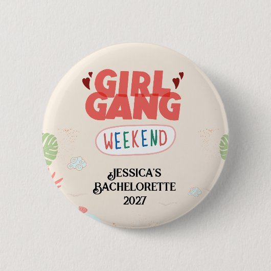 MEISJESGROEP WEEKEND KNOP (Persoonlijk) Ronde Button 5,7 Cm (Voorkant)