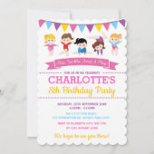 Meisjesgymnastiek Birthday Pink Gym Party Kaart (Voorkant)