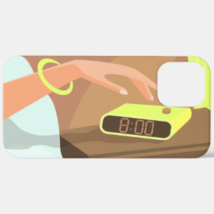 Meisjeshand die de alarmklok aandrukt iPhone 12 pro max hoesje