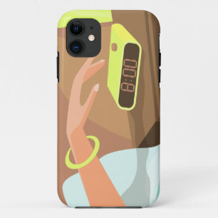 Meisjeshand die de alarmklok aandrukt iPhone 11 hoesje