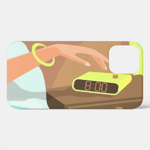 Meisjeshand die de alarmklok aandrukt iPhone 12 hoesje