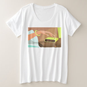 Meisjeshand die de alarmklok aandrukt grote maat t-shirt