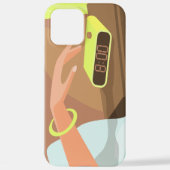 Meisjeshand die de alarmklok aandrukt iPhone hoesje (Achterkant)