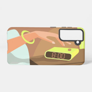 Meisjeshand die de alarmklok aandrukt samsung galaxy hoesje