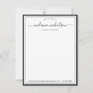 Meisjeskalligrafie van het bureau van de zwarte gr bedankkaart