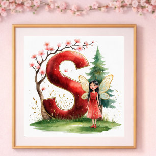 Meisjeskamer Letter S Feeërieke Bloemen Decoratie