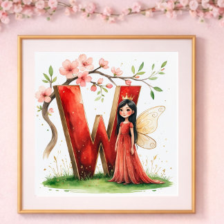 Meisjeskamer Letter W Fee Bloemen Decoratie