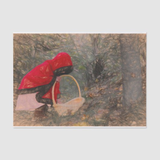 meisjeskapje Autumn Forest Sketch Art Tissuepapier (Voorkant)