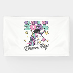 Meisjesklas van 2024 Magische Eenhoorn Afstudeerho Spandoek