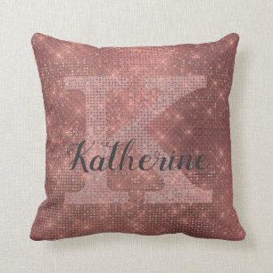 Meisjeskoper Glitter Sparkle Chic Monogram Kussen