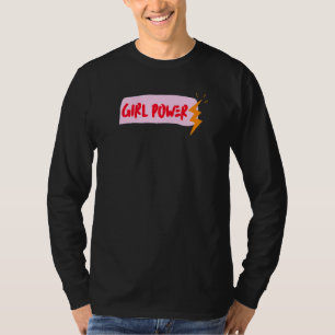 Meisjeskracht Roze En Rode Bliksem Schattig En Ins T-shirt