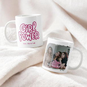 Meisjeskracht Roze Mooie Letters Foto Moederdag Extra Grote Beker