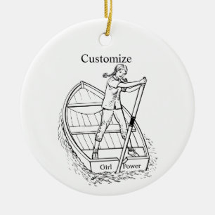 Meisjeskracht Sculling Boot Thunder_Cove Keramisch Ornament
