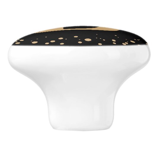 Meisjeslegant Black Gold Name Monogram Script Keramische Knop (Zijkant)